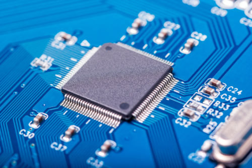 Electronic collection - closeup of computer circuit board with radioelements